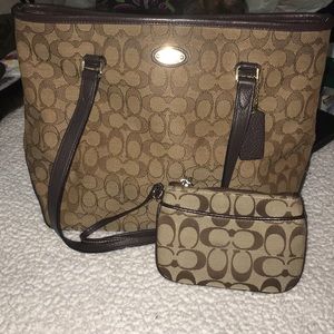 Coach tote and wristlet set